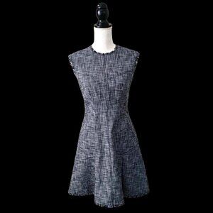 NWOT Rebecca Taylor Sleeveless Slub Suiting Gray Drop Waist Dress Size 4